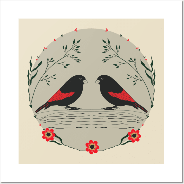 Two Symmetrical Birds Wall Art by Suneldesigns